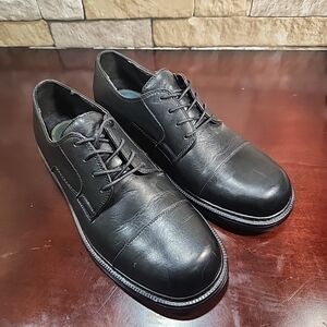 Nunn Bush Men's Captoe Leather Oxford Comfort Gel Lace Up Shoes Sz 11 WIDE Black